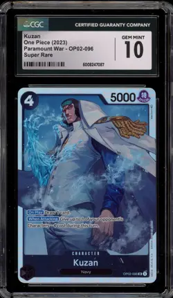 One Piece CCG Kuzan Paramount War Super Rare OP02-096 CGC 10 Gem Mint - Image 1