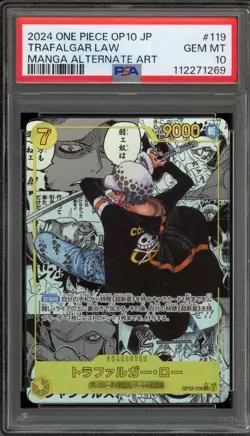 One Piece CCG Trafalgar Law Japanese Manga Alternate Art OP10-119 PSA 10 - Image 1