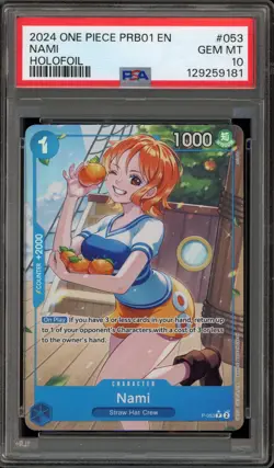 One Piece CCG Nami PERB01 Holofoil P-053 PSA 10 Gem Mint - Image 1