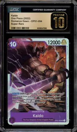 One Piece CCG Kaido Romance Dawn Super Rare OP01-094 CGC 10 Pristine - Image 1
