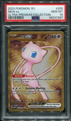 PSA 10 GEM MINT MEW EX 205/165 ULTRA PREMIUM METAL CARD 2023 GOLD POKEMON CARD - Image 1