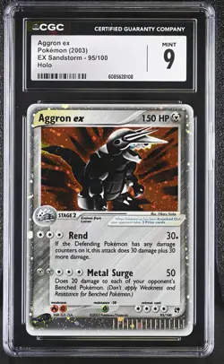 CGC 9 MINT Aggron ex 2003 EX Sandstorm 95/100 Holo Pokemon Card - Image 1