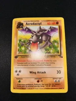 Pokemon TCG Aerodactyl Non Holo Rare 1st Edition Fossil Card 1/62 LP - Image 1