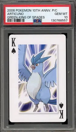 Pokemon 10th Ann. Playing Cards Articuno Green King of Spades PSA 10 Gem Mint - Image 1