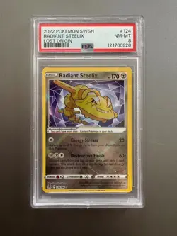 2022 Pokemon Radiant Steelix Lost Origin PSA 8 SWSH #124/196 - Image 1