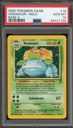 Pokemon Venusaur Base Set 2 Holo Rare #18 PSA 10 Gem Mint - Image 1
