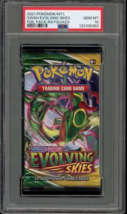Pokemon Evolving Skies Rayquaza Sealed Booster Pack PSA 10 Gem Mint - Image 1