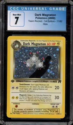 Pokemon Dark Magneton Team Rocket 1st Edition Holo Rare #11 CGC 7 - Image 1