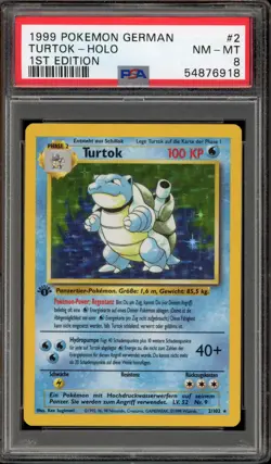 Pokemon Blastoise Base Set 1st Edition GERMAN Holo Rare #2 PSA 8 - Image 1