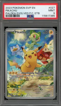 Pokemon Center Stamp Promo Pikachu Paldea Evolved SVP EN 027 PSA 9 Mint - Image 1