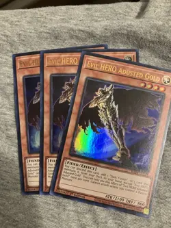 3x Evil HERO Adusted Gold 1st Edition Ultra Rare RA04-EN029 Yu-Gi-Oh! - Image 1