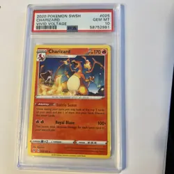 2020 Pokemon Sword & Shield Vivid Voltage Charizard Trading Card PSA 10 025/185 - Image 1