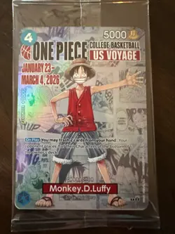 One Piece Monkey D. Luffy US Voyage College Basketball Promo Card Sealed - Image 1
