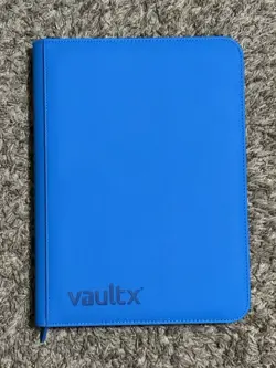 VaultX Binder Neon Blue 9 POCKET Exo-Tec Zip Binder Holds 360 Cards - Image 1