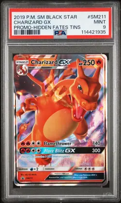2019 POKEMON SM BLACK STAR PROMO HIDDEN FATES TINS #SM211 CHARIZARD GX PSA 9 - Image 1