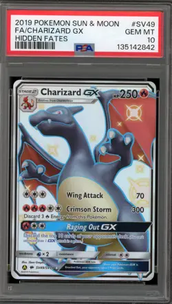 Pokemon Charizard GX Hidden Fates Full Art #SV49 PSA 10 Gem Mint - Image 1