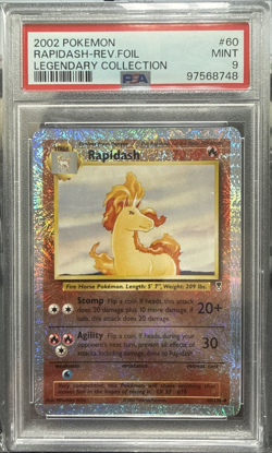 2002 POKEMON LEGENDARY COLLECTION #60 RAPIDASH-REVERSE FOIL PSA 9 - Image 1