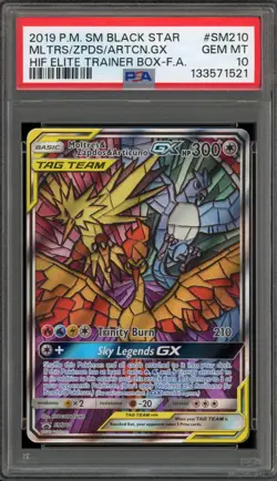 Pokemon Moltres & Zapdos & Articuno GX Hidden Fates ETB FA Promo SM210 PSA 10 - Image 1