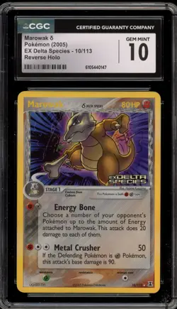 Pokemon Marowak EX Delta Species Reverse Holo Rare #10 CGC 10 Gem Mint - Image 1