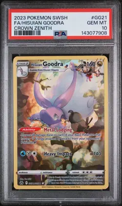 Pokemon 2023 Crown Zenith Full Art HISUIAN GOODRA #GG21 PSA 10 Gem Mint RARE - Image 1