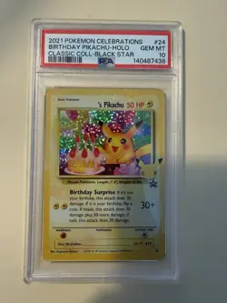 Pokemon Birthday Pikachu Holo Promo 24/53 PSA 10 Celebrations Classic Collection - Image 1