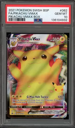 Pokemon Pikachu VMAX Bx. Black Star Full Art Promo SWSH062 PSA 10 - Image 1