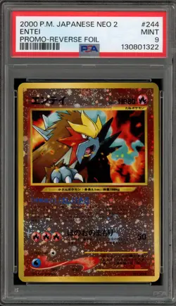 Pokemon Entei Neo 2 Japanese Reverse Holo Promo #244 PSA 9 Mint - Image 1