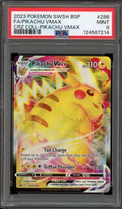 Pokemon Pikachu VMAX Crown Zenith Black Star Full Art Promo SWSH286 PSA 9 Mint - Image 1