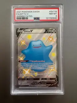 2021 Pokemon Shining Fates Ditto V Full Art SV118 PSA 8 - Image 1