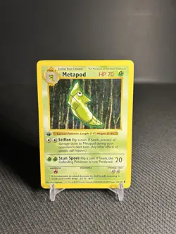 Pokemon TCG Metapod 54/102 1st Edition Base Set (Shadowless) Common MP - Image 1