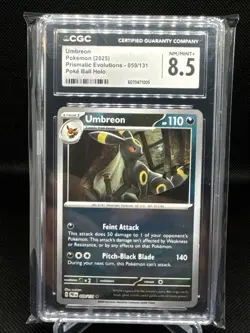 Pokemon 2025 Umbreon Prismatic Evolutions Pokeball Reverse Holo CGC 8.5 - Image 1