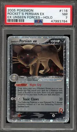 Pokemon Rocket's Persian ex EX Unseen Forces Holo Ultra Rare #116 PSA 7 - Image 1