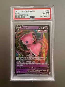 2021 POKEMON SWORD & SHIELD FUSION STRIKE #113 MEW V PSA 8 - Image 1