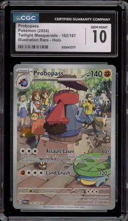 Pokemon Probopass Twilight Masquerade Illustration Rare #182 CGC 10 Gem Mint - Image 1
