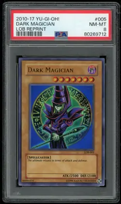 Yu-Gi-Oh TCG Dark Magician Holo LOB-005 #005 LOB Reprint PSA 8 NM/MT - Image 1