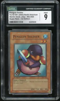 Yu Gi Oh Penguin Soldier Super Rare Starter Deck Joey SDJ-022 CGC 9 MINT - Image 1