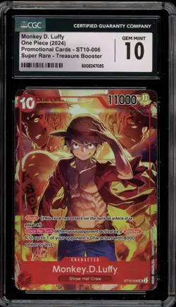 One Piece CCG Monkey.D.Luffy Treasure Super Rare ST10-006 CGC 10 Gem Mint - Image 1
