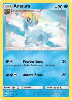 Amaura 27/131 Uncommon SM - Forbidden Light Pokemon Card - Image 1