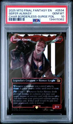 2025 MTG FINAL FANTASY CHARACTER BORDERLESS-SURGE FOIL SEIFER ALMASY PSA 10 - Image 1