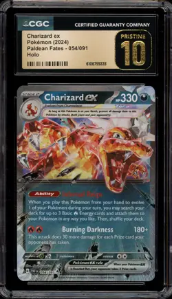 Pokemon Charizard ex Paldean Fates Double Rare #054 CGC 10 Pristine - Image 1