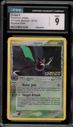 Pokemon Crobat EX Delta Species Reverse Holo Rare #2 CGC 9 Mint - Image 1