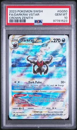2023 POKEMON SWORD & SHIELD CROWN ZENITH #GG50 FULL ART/DARKRAI VSTAR PSA 10 - Image 1