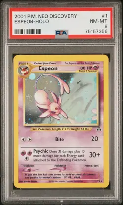 Espeon Holo 1/75 Neo Discovery Pokemon PSA 8 GRADED CARD - Image 1