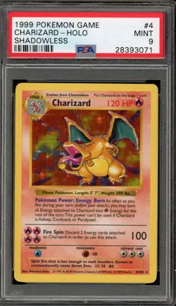 Pokemon Charizard Base Set Shadowless Holo Rare #4 PSA 9 Mint - Image 1