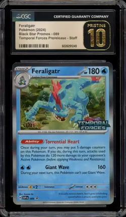 Pokemon Feraligatr STAFF Temporal Forces Prerelease Promo #089 CGC 10 Pristine - Image 1