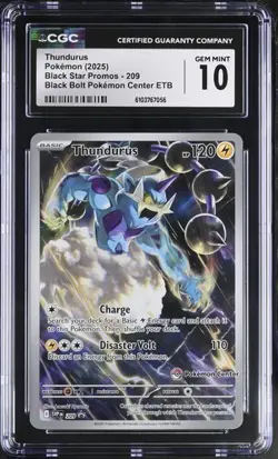 Thunderus *CGC 10* Illustration Rare *Black Bolt PC ETB Promo* #209*2025*Pokemon - Image 1