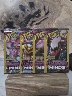 (Lot of 4) Pokemon TCG: Sun And Moon Unified Minds (3-Card) Packs Factory Sealed - Image 1