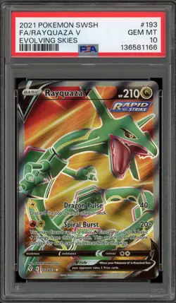 Pokemon Rayquaza V Evolving Skies Full Art #193 PSA 10 Gem Mint - Image 1