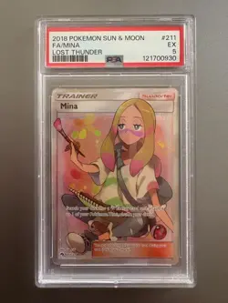 2018 Pokemon Sun & Moon Lost Thunder Mina Full Art #211 PSA 5 - Image 1