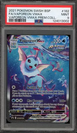 Pokemon Vaporeon VMAX Premium Coll. Full Alt Art Promo SWSH182 PSA 9 Mint - Image 1